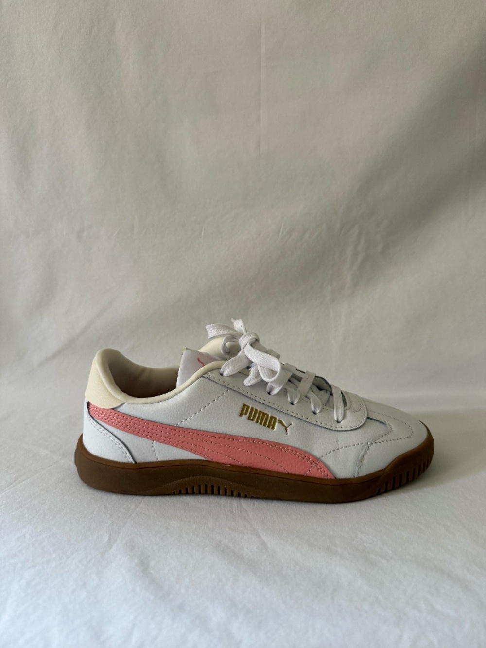 Puma White & Pink Gum Sole Low Top Sneakers